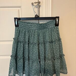 I.N. San Francisco Teal Polka Dot Mini Skirt